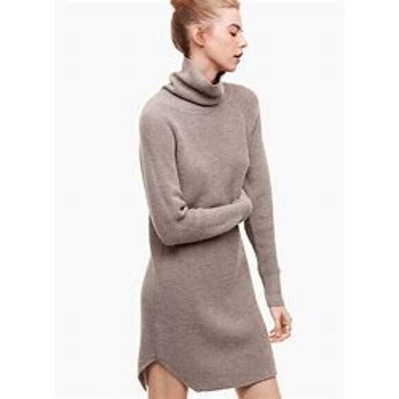 Wilfred Free Women's Bianca‎ Wool Sweater Dress Size XS Brown Turtleneck Knit - Picture 1 of 13